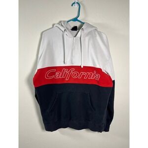 WHO.A.U California Quarter Zip Hoodie Pullover Mens Small‎ Colorblock Sweatshirt